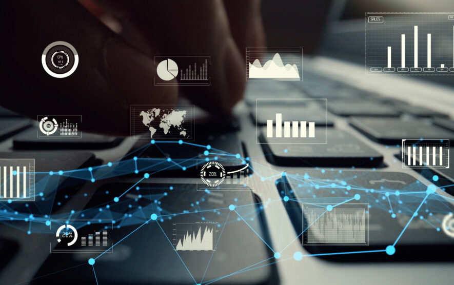 Creative visual of business big data and finance analysis on computer